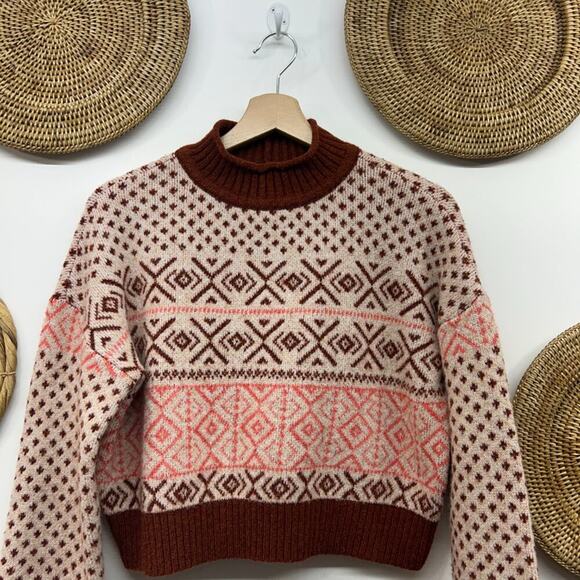 AEO American Eagle Cozy Pullover Mock Neck Cropped Knit Sweater Medium - Picture 3 of 6